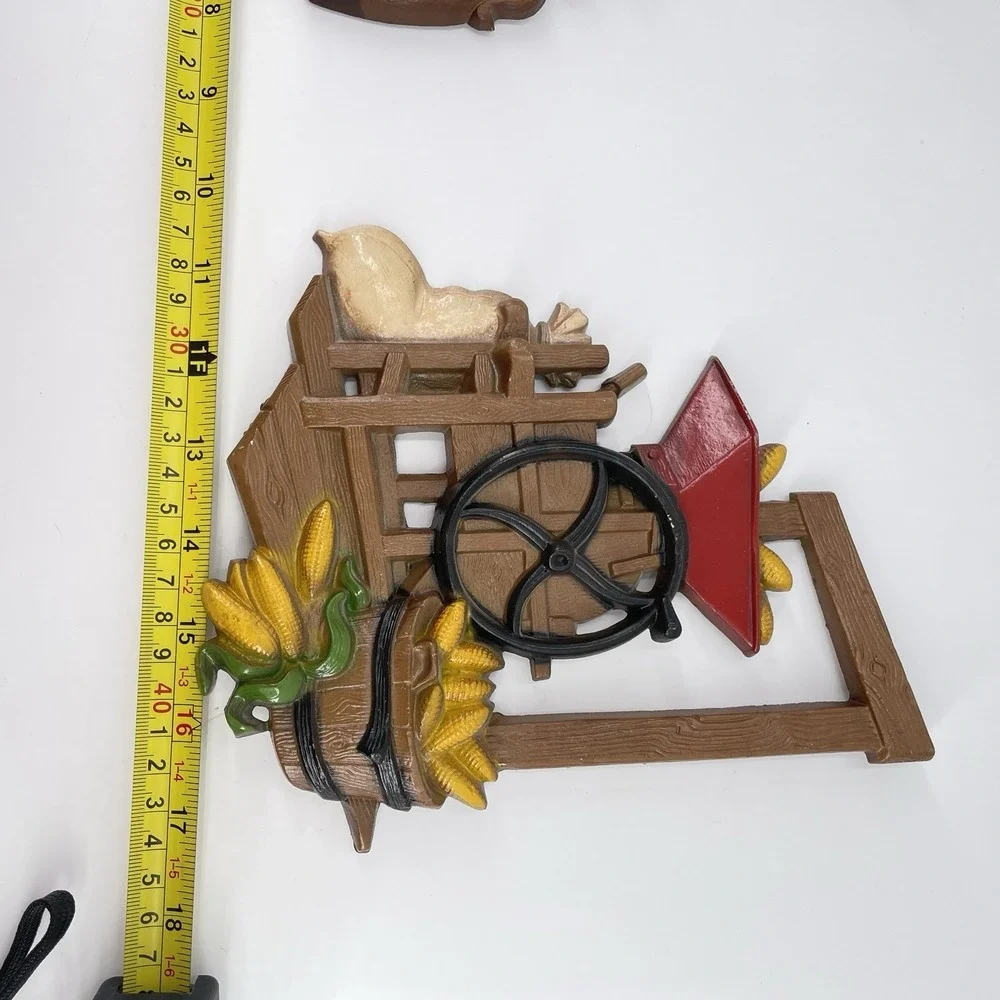Vtg 1978 HOMCO Metal 2 Pc. Corn Grinder Apple Cider Press Kitchen Wall Decor 9
